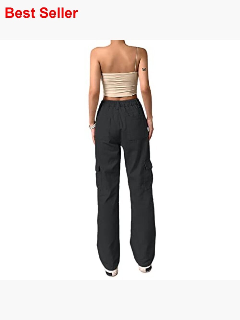 High Rise Baggy Cargo Pants Straight Leg Boyfriend Denim Trousers - Picture 2 of 4